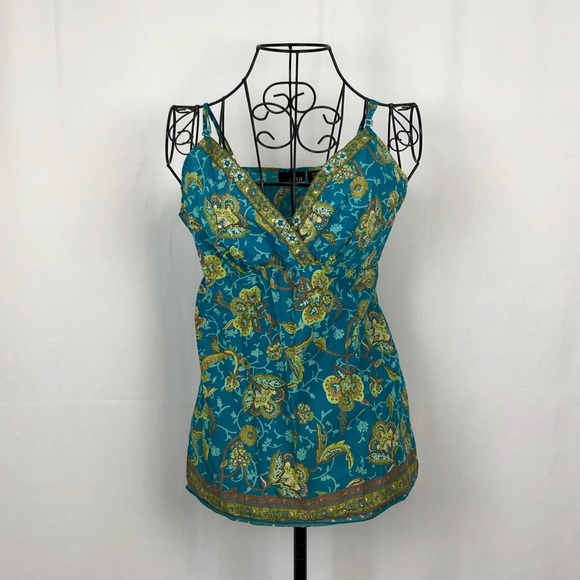 a.n.a Tops - a.n.a cotton floral spaghetti strap beaded cami S
